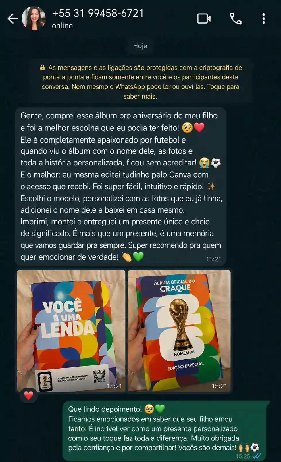 Depoimento de cliente satisfeito